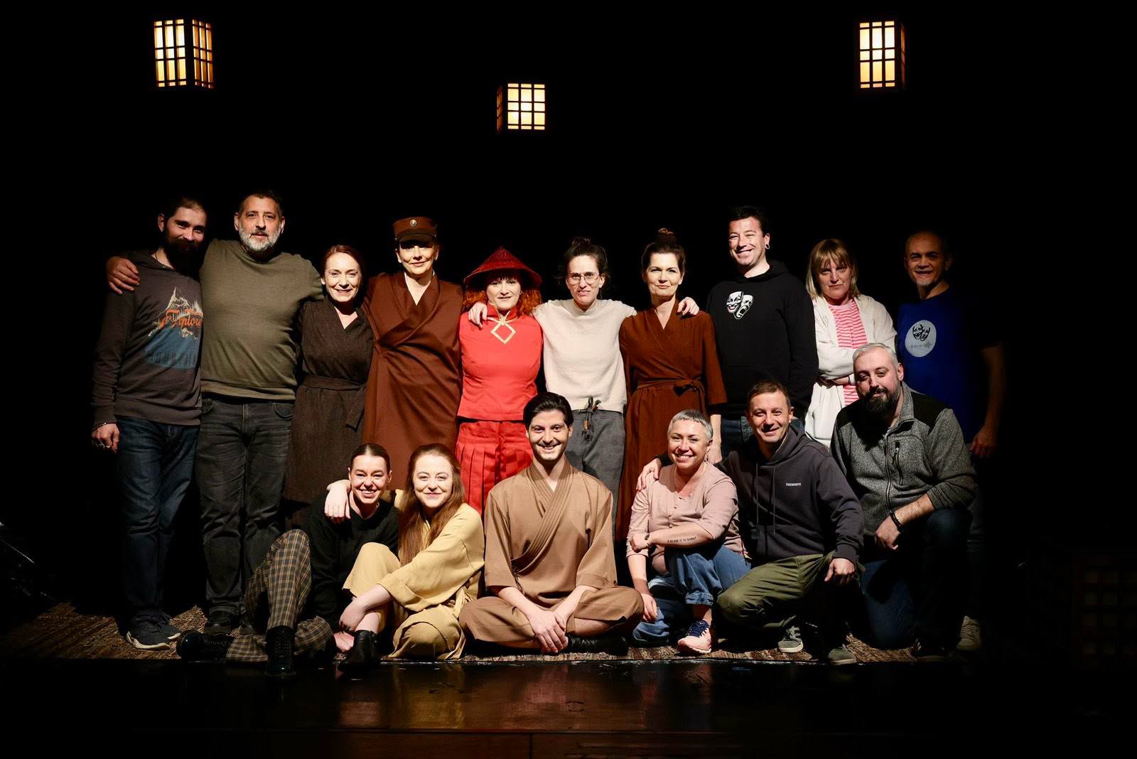 The ensemble gathered on stage after a performance